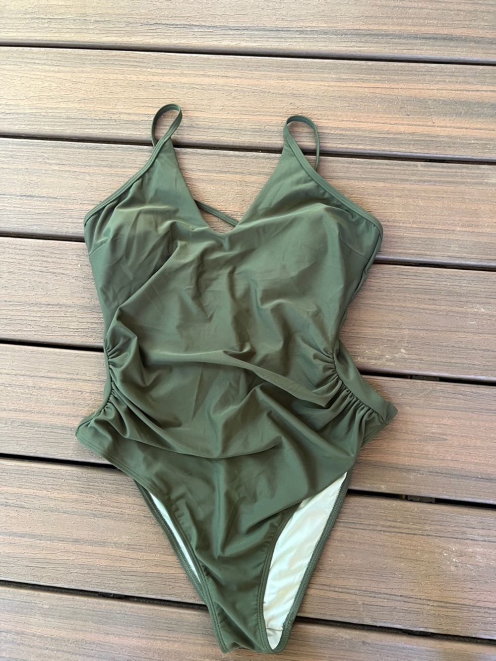 Olive Green One-Piece Swimsuit Cupshe, large nwt